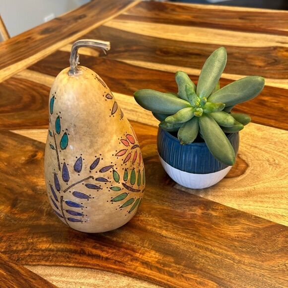 Gourd Home Decoration Custom Designed Woodburning and Painted Gourd Boho Home - Picture 3 of 10
